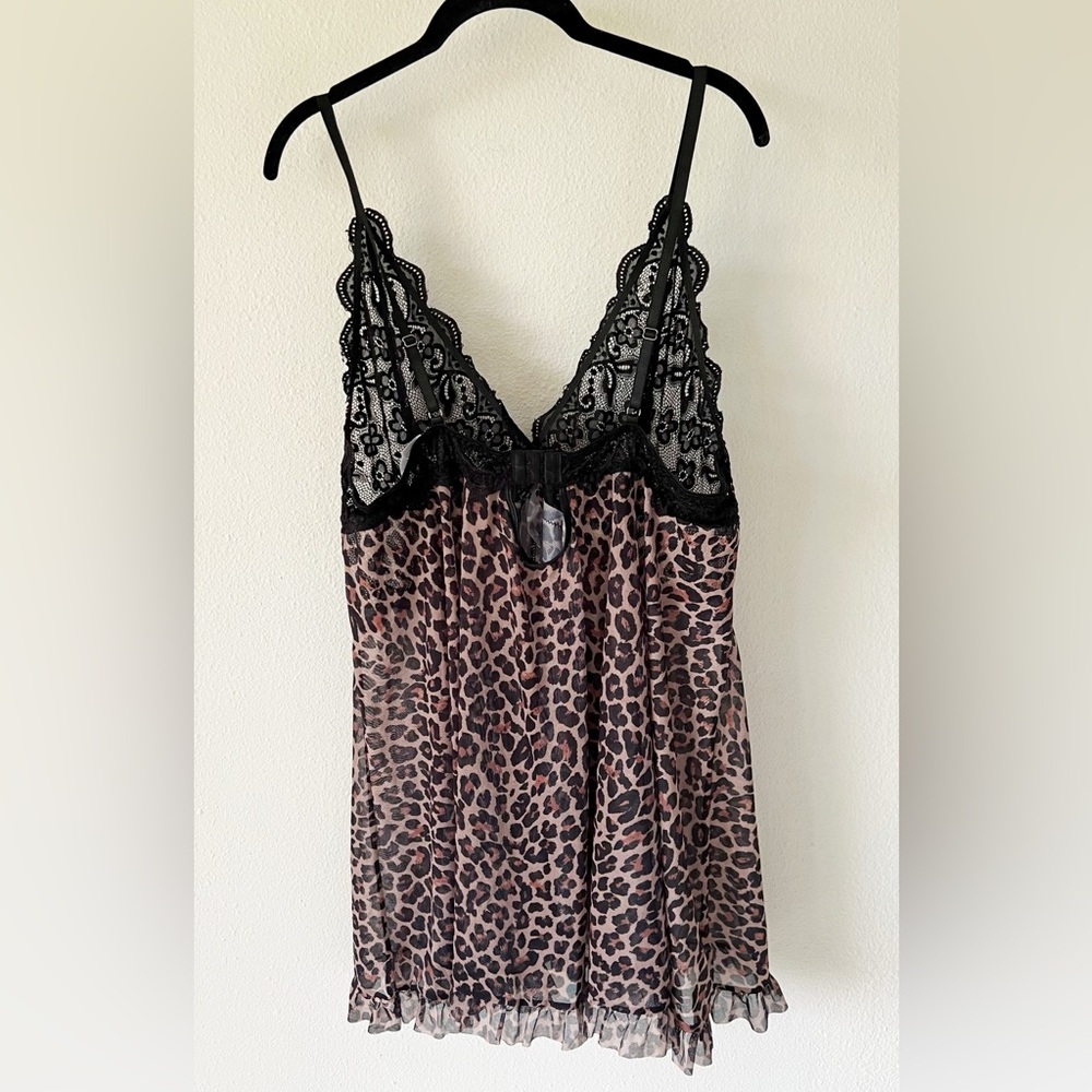 Leopard Print Black Lace Mob Wife Cheetah Print Slinky Cami Top Plus Size 20W - Picture 7 of 13